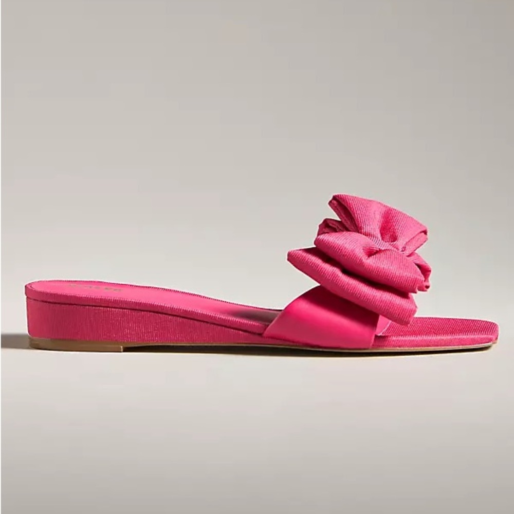 Anthropologie Maeve Bow Micro Wedge Sandals
